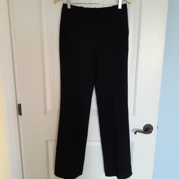 St. John Collection Black Wool High Waisted Straight Leg Trousers Size 6 - Picture 2 of 13